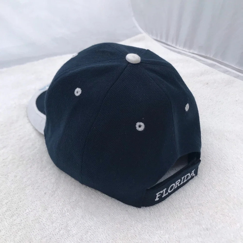 Florida type with Dolphin Art Adjustable Blue White Travel Beach Baseball Cap